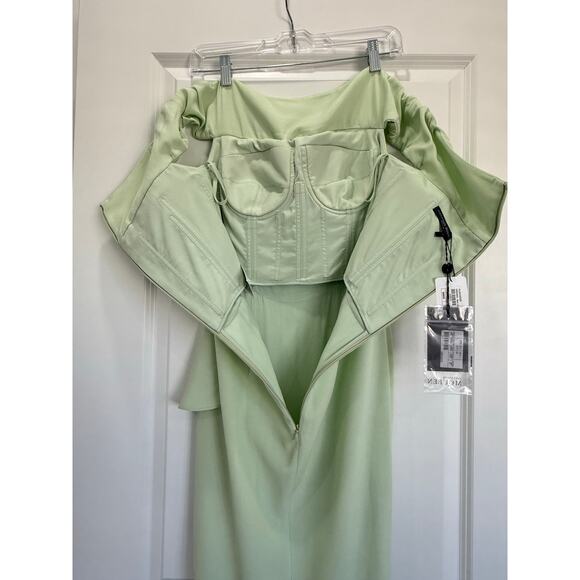 Alexander McQueen Maxi Dress Mermaid Style Sage Color Size 38 NWT Retail $4175 - Picture 8 of 11